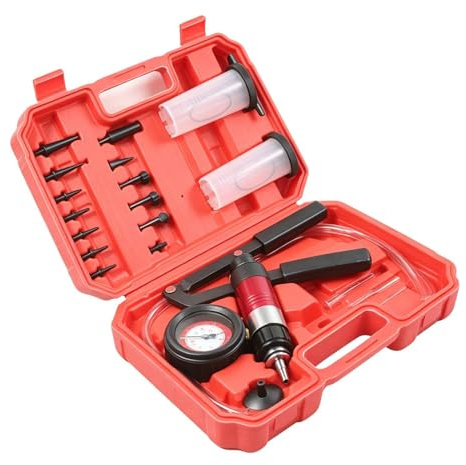 Kit De Dispositivo De Purga De Frenos De Bomba De Vacío Manual, Kit Ligero, 1200 G, Bomba De Vacío Para Automóvil, Herramienta De Purga De Frenos De Automóvil, Incluye Manómetro|Botella De Almacenamie