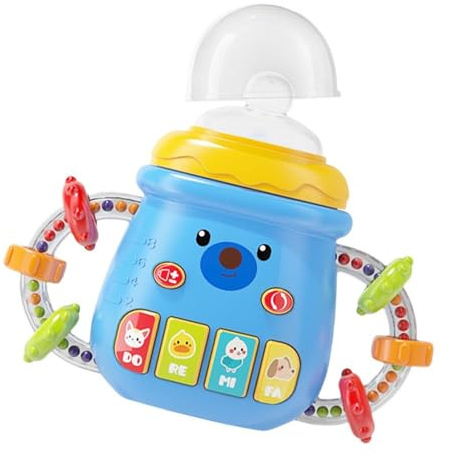 Genérico Taza para sorber para niños, biberón para niños - Biberón a prueba de derrames con vaso calmante con sonajero,Vaso educativo para sorber, suministros de desarrollo para el hogar y viajes