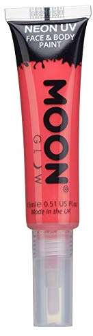 Neon UV Face & Body Paint with Brush Applicator by Moon Glow - 15ml - Intense Red