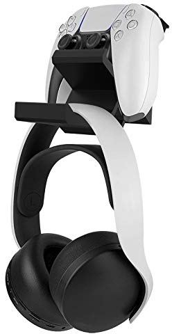Linkidea Controller & Headphone Wall Mount Stand, Compatible with PS5 / PS4 DualSense & DualShock 4, Xbox Series X|S/Xbox One Controllers and Headsets, Universal Gaming Hanger (Black).