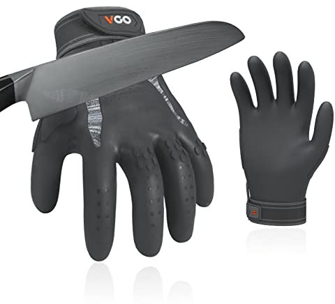 Vgo... NGG X1 1par guantes de trabajo sin costuras, guantes de seguridad, guantes de mecánico, palma anti-corte, forro anti-corte HPPE, EN388 nivel C, ANSI nivel A3 (TP1112HY)