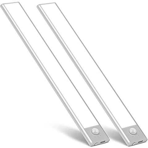 BLS LED Under Cupboard Kitchen Lights, 52LED Battery Operated Motion Sensor Light Indoor, Rechargeable USB-C Stick on Light, 1500mah Wireless Magnetic Kitchen Stair Lighting