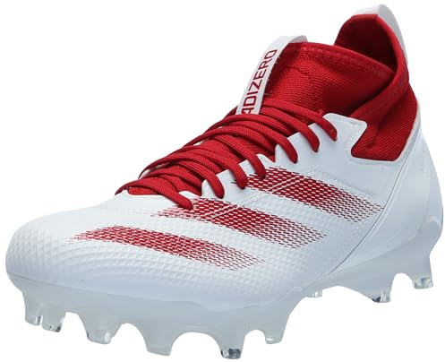 adidas Adizero Impact - Tenis de fútbol americano unisex para adultos, Blanco/Rojo Team Power Red/Blanco, 12 US Women/11 US Men