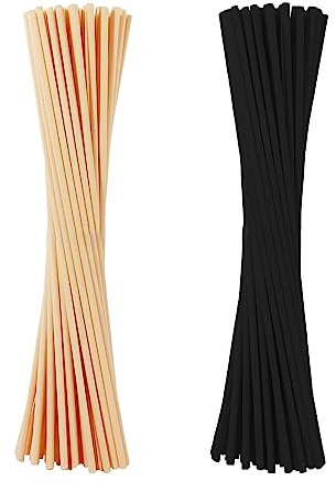 Rattanstäbchen für Raumduft, 20 cm x 3 mm Diffuserstäbchen Rattan Reed Fiber, Aroma Diffuser Stäbchen für ätherische Öle im Home Office Hotel Spa 100 Stück (50 Natur, 50 Schwarz)
