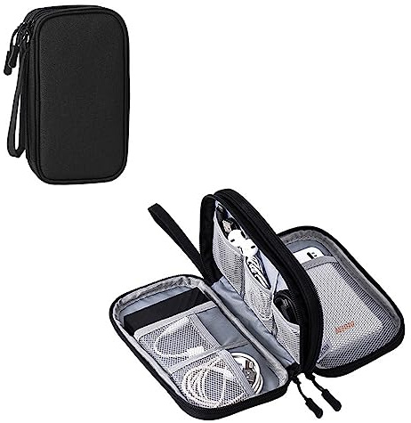 Wilsonzin vattentät kabelväska bärbar kabelorganiserare väska liten bärbar kabelorganiserare elektronisk väska för tillbehör mobiltelefon laddkabel, powerbank, USB, SD-kort, 3 lager svart, svart,
