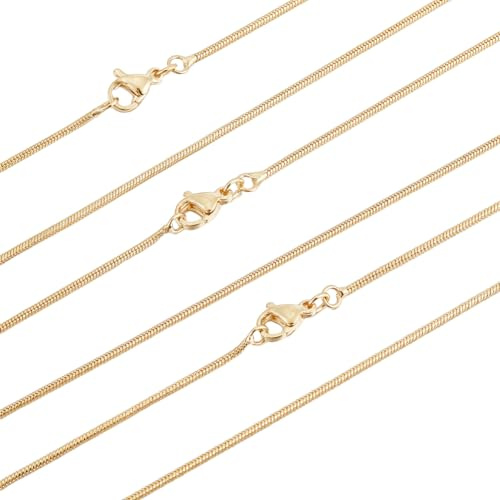 Beebeecraft serpentinkedjor 18k guldpläterade fin kabel pansarände halsband kedjor bulk med hummerlås för smyckestillverkning, 447*1mm, 18K guldpläterad mässing, Serpentin