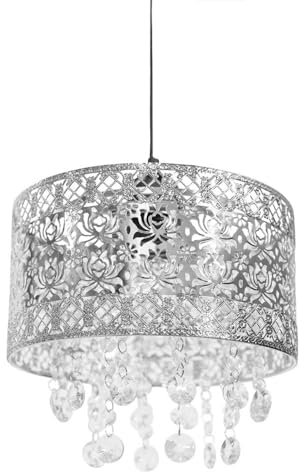ValueLights | Silver Moroccan Style Drum Light Shade | Pendant Lights, Home Décor & Improvement Essential | 220mm Shade Width