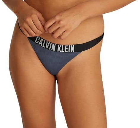 Calvin Klein Braguita de Bikini para Mujer con Logo Tipo, Azul (Grisaille), M