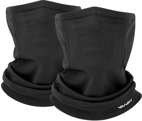 YANIKY Schlauchschal Halswärmer Halstuch, Winter Loop Schal Herren Damen, Atmungsaktiv Elastisch Gesichtsmaske, Winddicht Ski Maske Multifunktionstuch für Sport Fahrrad Motorrad Skifahren (Schwarz×2)