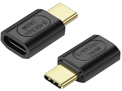 SinLoon USB C-adapter 90 graders vinkel 240W 40Gbps typ C hane-honkontakt adapter, stöder 8K ljud och video laddning 240W/50V, lämplig för surfplattor, bärbara datorer (C-S)