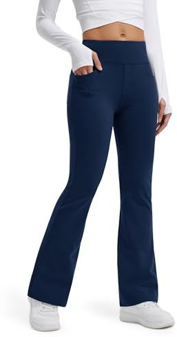 Libin Legging Thermique Femme Polaire Pantalon | évasé pour Imperméable Taille Haute Femme Pantalon de Randonnée Sport d'hiver Yoga Bootcut Pantalon avec Poches