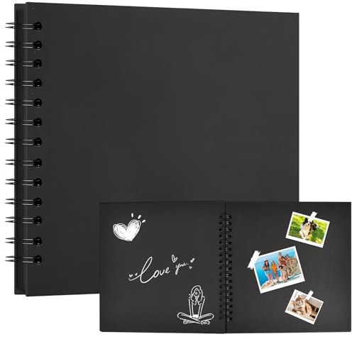 Scrapbook Fotoalbum zum Selbstgestalten 18 x 18 cm, DIY Scrapbook Fotobuch zum Einkleben Handgefertigte, Spiral Fotobuch mit 40 Weißen Seiten, für Hochzeit, Abschluss, Geburtstags, Hochzeitstags