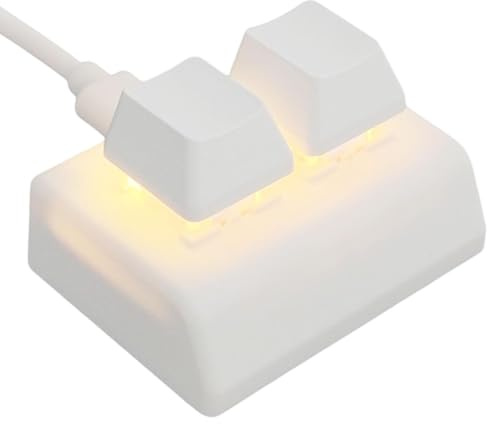 Minimekaniskt tangentbord - 2-knapps kopiera och klistra tangentbord, kompakt och bekvämt | USB-tangentbord med programmerbara makrotangenter, idealiskt som tillbehör för rytmspel i svart/vitt
