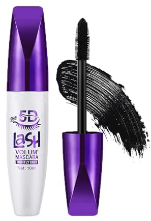 5D Waterproof Mascara Wimperntusche Lange Wimpern,Wasserfest Volum Pinsel Schwarz Wimpern,Long-lasting Mascara Cream Wimperntusche mit Silk Fiber,Nicht klumpender,Extra Volumen,Thick & Curl Eyelash