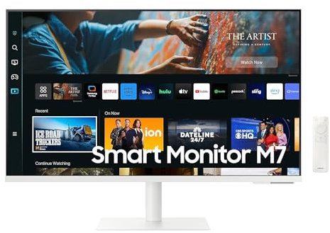 Samsung 27'' Smart Monitor M70C USB-C UHD With Speakers & Remote LS27CM703UUXXU (Renewed)