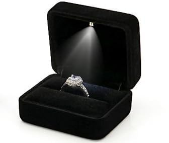Zuahaly Elegante Caja de Anillo de Terciopelo con Luz LED - Perfecta para Bodas, Propuestas, Compromisos y Regalos Especiales, Diseño Compacto y Funcional, Protección Óptima para tus Joyas