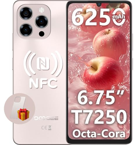 DOOGEE Note 58 Pro Smartphone Android, 32(8+24) Go RAM+256 Go ROM/2TB, Batterie 6250mAh, Telephone Portable,Ultra-Mince 8,6 mm,6.75 HD+ 90Hz Display, Caméra AI 16MP, NFC/Widevine L1/Dual SIM/Face ID