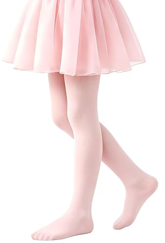 MOSIERRY Pink Ballet Tights Girls-2 Pairs Dance Tights for Girls 2-5 Years, 80 Denier Soft Stretchy Footed Toddler Tights for Ballet Dance Class Performance