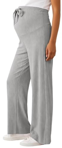 Pantalon de grossesse à jambe droite léger et respirant Pantalon large Coupe ample décontractée et confortable Tenue de grossesse d'été
