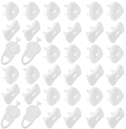 Vaguelly Copertura di Sicurezza Protezione Antiscossa per Prese Elettriche in Plastica Bianca, Robusta e Ignifuga, Forma Arrotondata per Casa e Aree Giochi