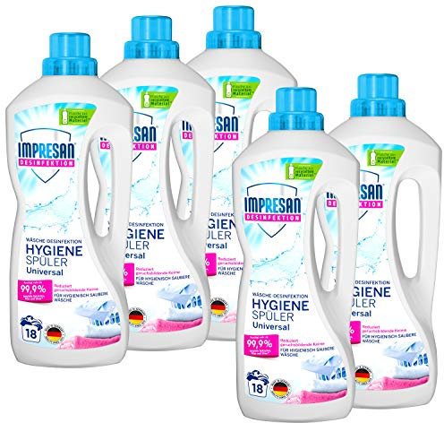 Impresan Hygiene-Spüler Universal: Wäsche-Desinfektion – Desinfektionsspüler gegen Bakterien, Pilze, Viren - 5 x 1,5L im praktischen Vorteilspack