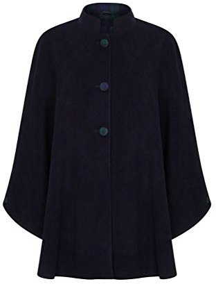 Oxfords Cashmere Tartan Trim Cape (Black Watch Style2)