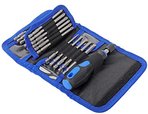 RANRAO 24 Stück Magnetischer Schraubendreher-Bit, Magnetisch Bitsatz 100 mm lang, Schraubendreher-Bit-Set, Magnetischer Bithalter-Adapter, Schlitz Kreuzschlitz Torx Vielzahn Vierkant Bits