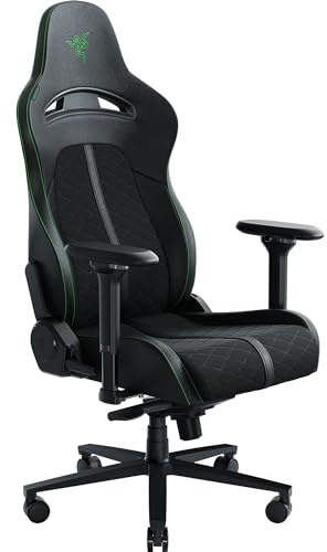 Razer Enki Gaming Chair: All-Day Comfort - Built-in Lumbar Arch - Optimized Cushion Density - Dual-Textured, Eco-Friendly Synthetic Leather - Reactive Seat Tilt & 152-Degree Recline - Black/Green