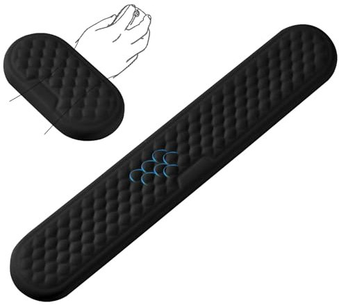 EGOSKY Handballenauflage Tastatur und Maus, Handgelenkauflage Tastatur mit PU Leder und Memory Schaum, Wrist Rest, Ergonomisches Handauflage Tastatur für Büro und Spiele, Schwarz