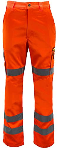 Pantalon cargo haute visibilité 2 tons pour homme avec bandes réfléchissantes haute visibilité, Orange, XXXXXL