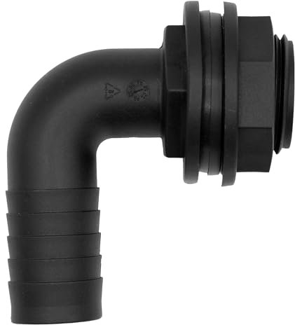 VARIOSAN Tankdurchführung 16669, 3/4 Außengewinde x 19 mm Winkel-Schlauchtülle 90°, PP, schwarz, inkl. Dichtung