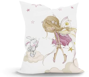 Green Bean© Kinder Sitzsack Little Fairy 100x135cm mit 270 Liter hochwertiger EPS Perlen Füllung und waschbarem Motiv Wechsel-Bezug aus 100% Baumwoll - Riesensitzsack Bean Bag Sitzkissen Bodenkissen