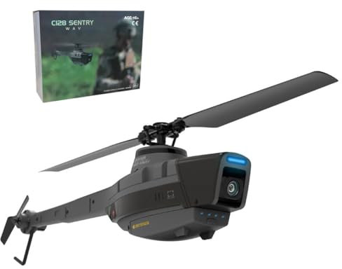 C128 Black Hornet RC Helicopter Model, 2.4G RC 4CH Aerial Military Aircraft Helicopter Model with 6-Axis Gyro for Beginner Adults Kids (RTF Version/Grey)