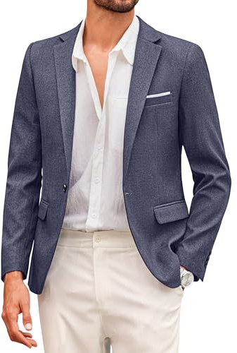 Coofand Vardaglig kostymkavaj för män, blazer, lätt och sportig med en knapp, linnetextur