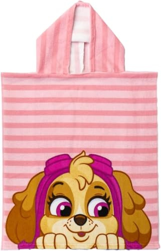 Paw Patrol Kids Hooded Poncho Towel – 240GSM Soft Quick-Dry Beach & Bath Towel for Girls – 100% Polyester, Lightweight & Absorbent Swim Towel with Hood – Paw Patrol Design for Holidays, Pool & Bath