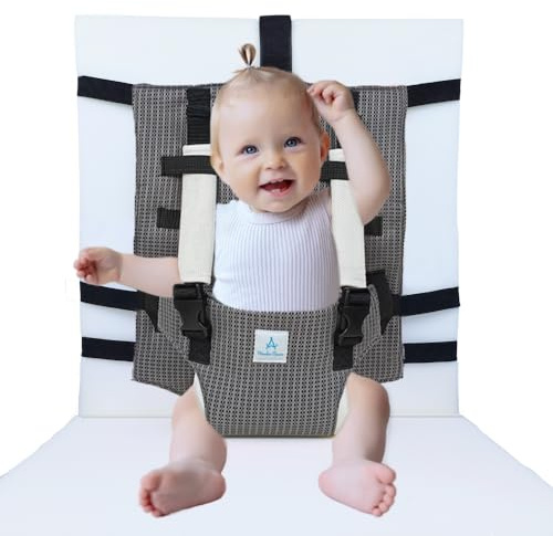 Feeding Safety Harness for Baby – Portable Travel Highchair Seat Cover, Universal Fit Chair Strap, Enhanced Soft Breathable Polyester, Comfort and Gentle on Little Toddler's Skin (Grey)