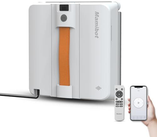 Mamibot W120-DP Fensterputzroboter mit Sprühfunktion, intelligente Pfadplanung, doppelter Kreuz-Wasserstrahl, Fern- und App-Steuerung für Glasreinigung, weiß-grau
