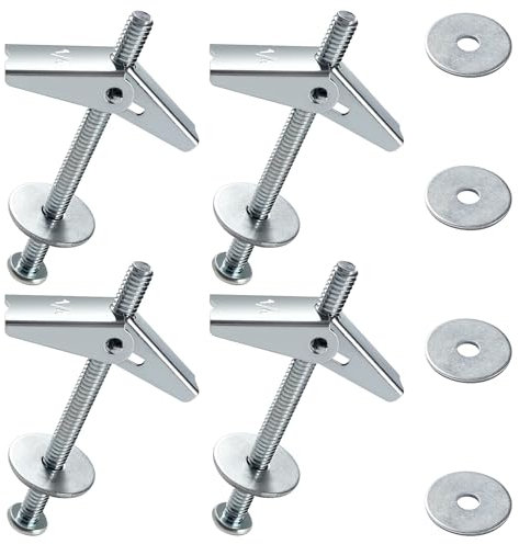 Lyeteung 4 Juegos 1/4 Pulgadas Anclajes de Palanca, Perno de Palanca de Resorte, Juego de Pernos de Palanca y Tuerca de Mariposa, con Arandelas, para Placa de Yeso