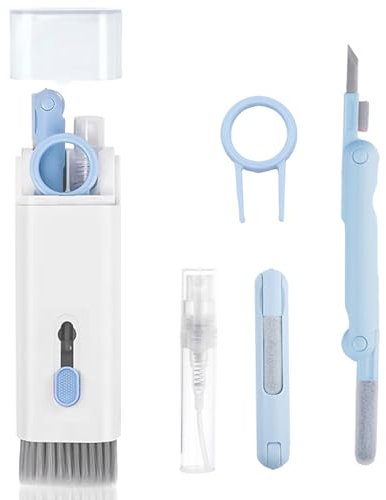 Tastatur Reinigungsset,7 in 1 Elektronik Reinigungsset,Multifunction Keyboard Cleaning Brush Kit,Earphones Cleaner,Screen Cleaner Kit Handy für Kopfhörer,Laptop,Telefon,PC-Monitor﻿ (Blau)