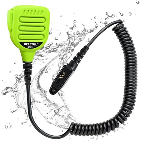 HELETUL Tvåvägsradio fjärrhögtalare mikrofon M6 handmikrofon Ptt axel mikrofon för Motorola Ailunce ha1g hd1 hd2 gp328plus för retevis rt29 Walkie Talkies (IP65 vattentät) (grön)
