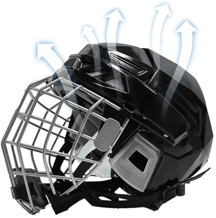 Caschi da hockey per ragazzi – Protezione viso per hockey su strada e su ghiaccio | Caschi da portiere traspiranti per pattini a rotelle e hockey. Protezione per la testa durevole, comoda e sicura per
