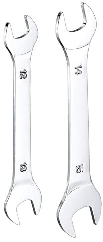 QUARKZMAN 2Pcs Clé à Fourche Double Extrémité Ouverte Clés Fines 12x13 / 14x15mm Métrique Clé Plate Ultra Fine et Petite, Polie Miroir, pour Réparation Automobile et Assemblage de Meubles