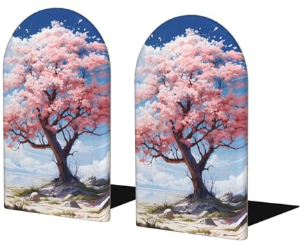 Serre-livres en bois pour étagères, manga Sakura japonais antidérapant, serre-livres en bois robuste pour l'organisation et la présentation d'étagères