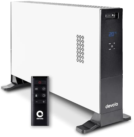 Devola 2000W Convector Heater with Digital Thermostat, LED Display, Remote Control, 24h Timer, ECO Mode, Turbo Fan Modes, Portable Electric Heater with Tip Over & Overheat Protection, White - DVCH2WH