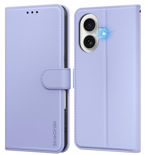 SineOrdo Cover compatible con iPhone 17 Custodia, Custodia iPhone 17 Cover Libro Portafoglio Folio Pelle Flip Stand Case - Viola