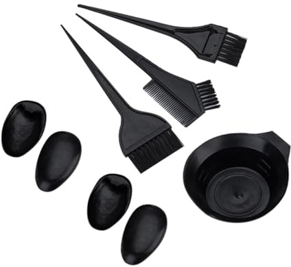 jojofuny Kit de Tinte Cabello Profesional de 5 Piezas Set para Teñir Cuenco Mezclador Negro Cepillo Peine y Orejeras Herramientas Completas para Uso en Peluquería y Hogar