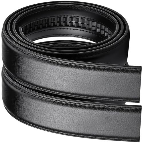 Zuuyye - Pack de 2 Cinturones para Hombre Sin Hebilla, Cinturón Automático de Cuero, Recambio de Cinturón de Cuero (120cm, 35mm)