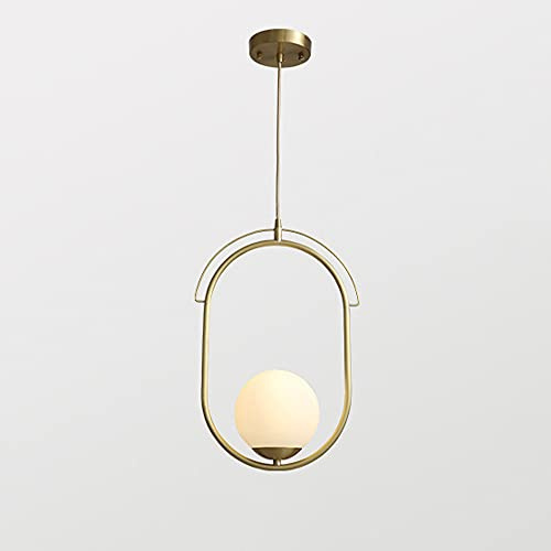 E27 Ljuskronor från mitten av århundradet1-ljus Ljuskrona i stil, guld med vitt frostat glas klotlampa Kökslampa Pendelbelysning för matsal sovrum Hej