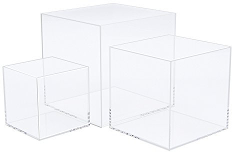 Cliselda 3 Stück Klare Acryl Vitrine Schaukasten, 5-seitige Transparent Acrylbox Plexiglas Vitrine für Action Figuren Spielzeug, Figuren, Modellautos, MiniFiguren, Sammelfiguren