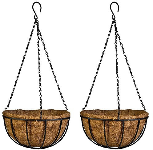 Esoes Panier de Fleurs à Suspendre en Fibre de Coco - Pot Décoratif Intérieur/Extérieur avec Support en Fer